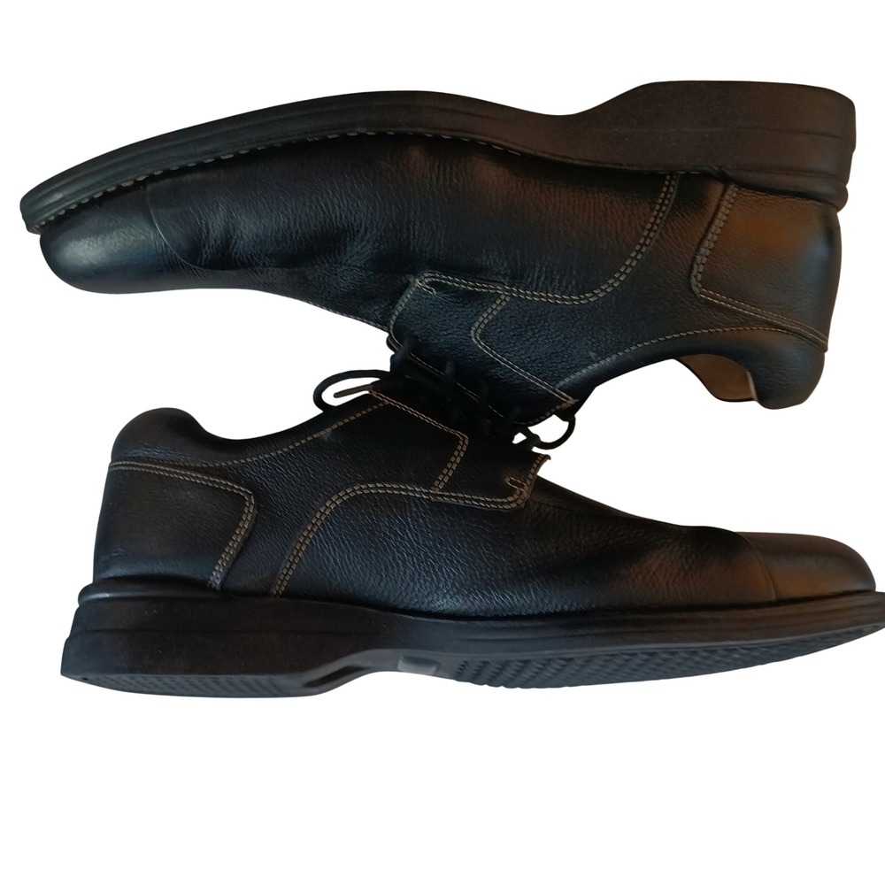 Johnston & Murphy Mens Black Pebbled Leather Split Toe Oxfords 20-7222 Size 12 M - Picture 3 of 13